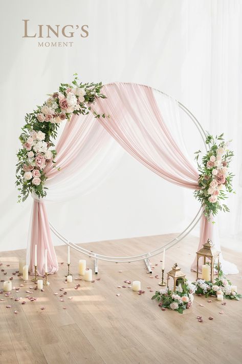 Planning on a having a beautiful wedding arch for your big day? Don't forget about flowers and decor for your wedding arch! Our DIY wedding arch flowers are simple yet elegant and can be used for both a round arch or a square arch. When you purchase your wedding arch flowers from Ling's moment, we will teach you how to make your wedding arch look beautiful whether your wedding is at the beach or in a chapel. Check out these wedding arch flowers in dusty rose and cream! Simple Wedding Arch, Dyi Wedding, Dusty Pink Weddings, Engagement Decor, Floral Arch Wedding, Round Arch, Quinceanera Ideas, Wedding Ceremony Arch, Wood Arch