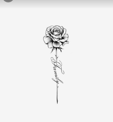 Meaning Of Rose Tattoo, Rosa Name Tattoo, 4 Arm Tattoos, Tato Rose, Mum Tattoo, Side Thigh Tattoos, Believe Tattoos, Rose Flower Tattoos, Ear Tattoo Ideas