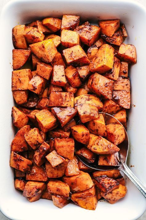 Roasted Honey Cinnamon Butter Sweet Potatoes get roasted with the incredible flavor of cinnamon honey butter to create the absolute perfect side dish! Butter Sweet Potatoes, Honey Cinnamon Butter, Korean Sweet Potato, Sweet Potato Recipes Roasted, Cinnamon Honey Butter, Honey Cinnamon, Cinnamon Butter, Salad Pasta, Honey Roasted