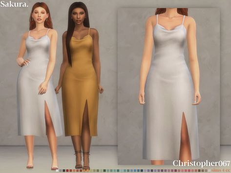 Ts4 Cc Dress, Cc Dress, Silk Cowl Neck Dress, Sakura Dress, Sims 4 Mods Clothes, Sims Community, Ts4 Cc, Sims 4 Cc, The Sims Resource