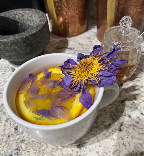 How to make Citrus Blue lotus tea🫖 In a glass mug, place 1 whole flower.
Add 6-8 oz of hot boiling water ( about 200F ) and Infuse them for 3 to 5 minutes Add 1 Slice each of orange and lemon Mix in 1 tablespoons of honey until dissolve. Learn more about blue lotus, click the link below 💜 Blue Lotus Flower Magical Properties, Lotus Flower Petals, Blue Lotus Flower Tincture, Lotus Flower Tea, Blue Lotus Flower Tea, Egyptian Blue Lotus Flower, Egyptian Blue Lotus, Blue Lotus Tea, Egyptian Blue