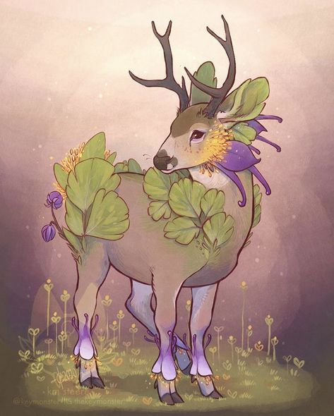 Horned God, Mystical Animals, Mythical Animal, Cute Fantasy Creatures, Mule Deer, Creature Drawings, Fantasy Creatures Art, Arte Sketchbook, A Deer