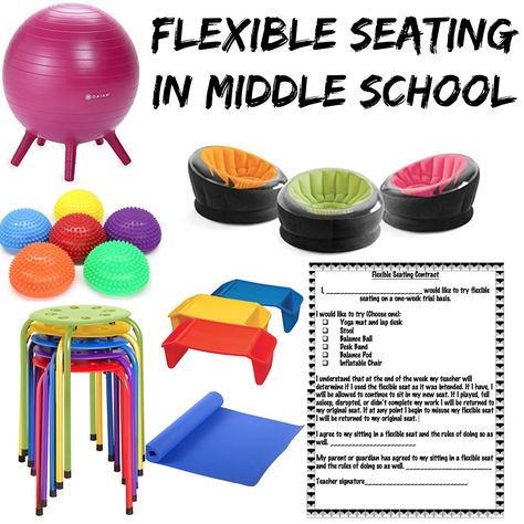 Flexible Seating for Middle School School Library Seating, Classroom Middle School, Alternative Seating Classroom, Library Seating, Flexible Seating Classroom, Middle School Special Education, Middle School Science Classroom, Alternative Seating, Middle School Libraries