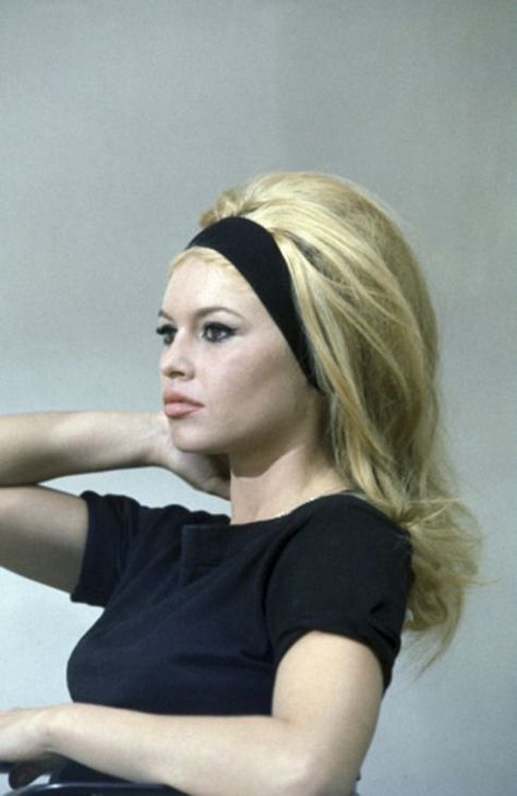 60s Headband, 1960s Hair And Makeup, Bardot Hair, Vintage Hairstyles Tutorial, 1960s Hair, Retro Headband, 60s Hair, Bridget Bardot, French Actress