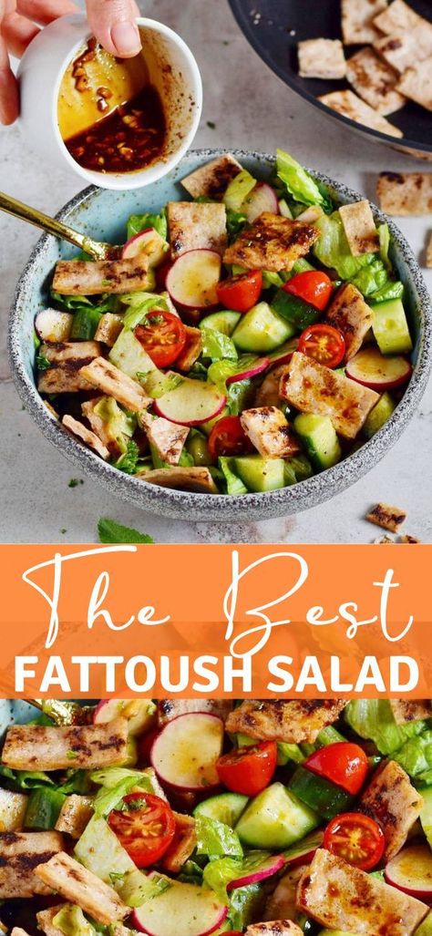 Chicken Fatoosh Salad, Fattoush Salad With Chicken, Flame And Skewers Salad Dressing, Chopped Fattoush Salad, Sumac Dressing Salad Recipes, Chicken Fattoush Salad, Fatush Salad Dressing Recipe, Fattoush Salad Dressing Recipes, Fatoush Dressing