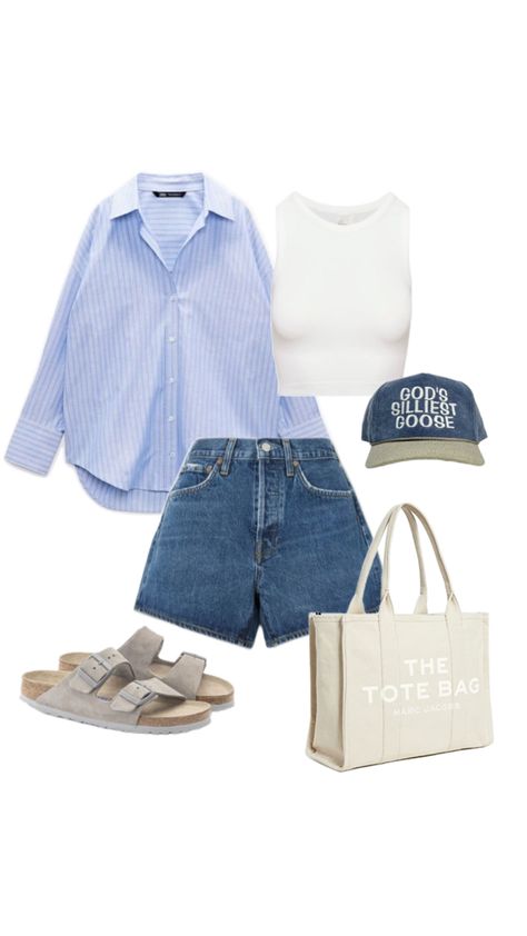 Outfits With White Shorts Summer, Relaxed Work Outfit Summer, Door County Outfits, Outfit Ideas Europe Summer, Summer In Tuscany Outfit, Summer Baseball Game Outfit, Road Trip Outfit Summer, Summer Outfits Europe, Florida Vacation Outfits