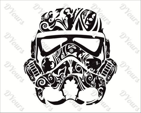 Stormtrooper Star Wars Abstract Floral Vector Model - svg cdr ai pdf files - Instant Download Files Floral Wall Stencil, Star Wars Decal, Laser Cut Stencils, Star Wars Models, Floral Vector, Skulls Drawing, Skull Painting, Floral Border Design, Flag Colors