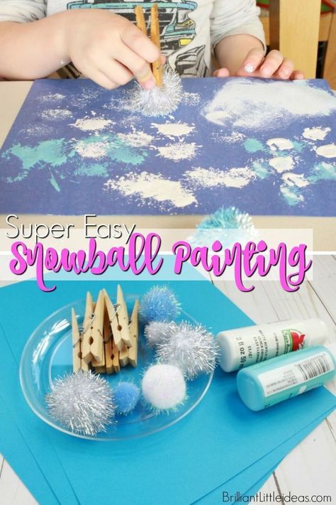 Snowball Painting, Painting Grunge, Snow Activity, Painting Crafts For Kids, Painting Family, Weather Crafts, Winter Activities Preschool, Weather Theme, Snow Theme