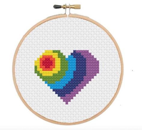 Heart Cross Stitch Pattern, Equality Pride, Pride Equality, Free Cross Stitch Designs, Heart Cross Stitch, Free Cross Stitch Patterns, Ideas For Crafts, Knitting Diy, No Strings Attached