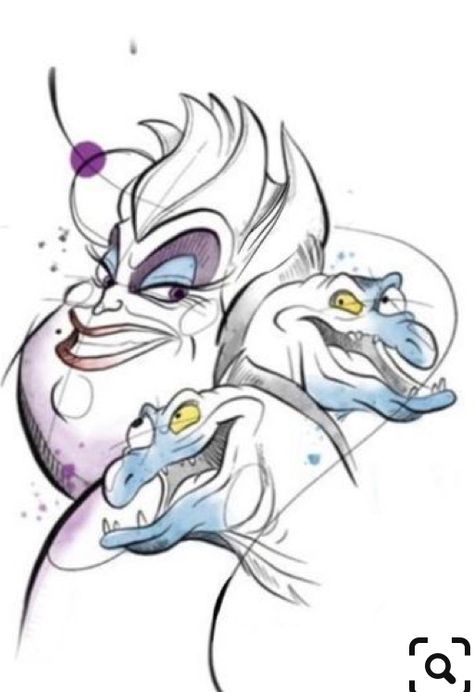 Ursula Tattoo, Disney Princess Drawings, Painted Denim, Disney Tattoos, Ariel The Little Mermaid, Disney Villains, Flash Tattoo, Disney Art, New Tattoos