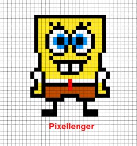 Pixel Art For Beginners, Pixel Art Spongebob Easy, Sponge Bob Pixel Art, Pixel Minecraft Art, Easy Pixel Art Ideas Cute, Pixel Art Cartoon Characters, Easy Pixel Art Disney, Pixel Art Square, Pixel Art Football