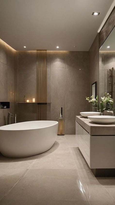 Modern Marvels: 15 Luxury Bath Design Ideas for an Opulent Retreat - Inspire Inlet Contemporary Modern Master Bath, High End Hotel Bathroom, Modern French Interior Design Bathroom, Elegant Master Bathrooms Luxury, Modern Bathroom With Tub, Modern Ensuite Bathroom Ideas, Simple Elegant Bathroom, En Suite Ideas, Classic Modern Bathroom