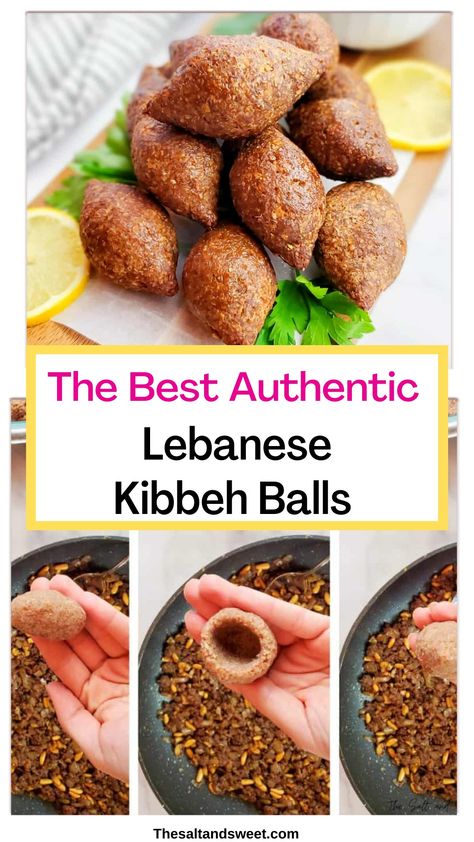 Lebanese kibbeh balls How To Make Kibbeh, Baked Kibbeh Recipe Lebanese, Kibe Recipe, Authentic Lebanese Recipes, Kibbeh Recipes, Kibeh Lebanese, Kibbe Recipe, Lebanese Kibbeh Recipe, Fried Kibbeh Recipe