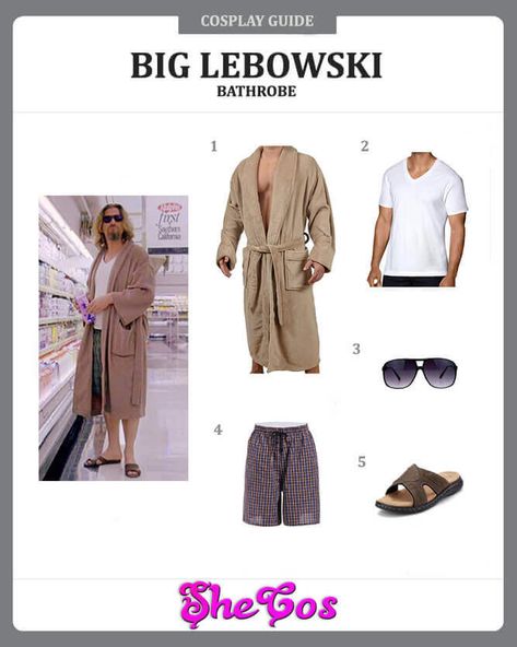 The Ultimate Big Lebowski "The Dude" Costume Ideas | SheCos Blog The Dude Big Lebowski Costume, Big Lebowski Costume Couple, Big Lebowski Party Ideas, The Big Lebowski Costume, Movie Costumes Ideas, Big Lebowski Party, The Dude Costume, Virgin Aesthetic, Movie Costumes Men