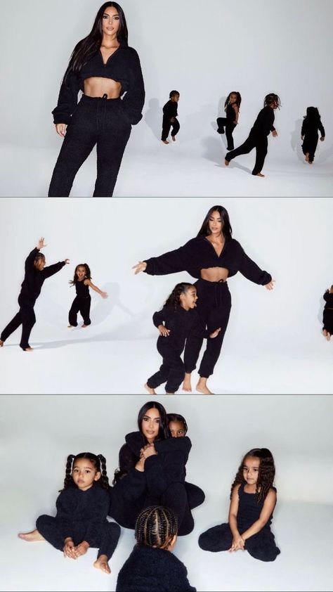 Kardashian Christmas Photoshoot, Family Denim Photo Shoot, Kardashian Family Photo, Mommy Son Pictures, Mommy Daughter Photography, Mother Son Photos, Kim Kardashian Family, Denim Photoshoot, Studio Family Portraits