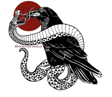 Crow And Snake Drawing, Crow Snake Tattoo, Crow And Snake Tattoo, Raven And Snake Tattoo, Crow And Snake, Snake Images, Snake Drawing, Raven Tattoo, Snake Art