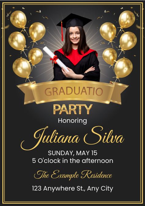 Graduation Party Invitation Customize this design with your video, photos and text. Easy to use online tools with thousands of stock photos, clipart and effects. Free downloads, great for printing and sharing online. A4. Tags: graduation party, a4 document, a4 documents, document templates, document templates free, free document templates, Party Flyers, Educational , Graduation Graduation Party Flyer, Graduation Invitation Design, Graduation Invitation Cards, Graduation Poster, Graduation Templates, Promotional Flyers, Document Templates, Party Poster, Graduation Party Invitations