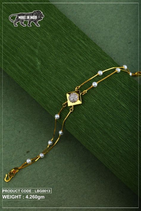 Weight:-  4.260 Grams  #rushabhjewels #lucky #22ct #lady #giftidea #shoppingaddict #photooftheday #preciousjewelry #jewelsofinstagram #goldlover #foryoupage #giftforher Ladies Breslate Design, Pearl And Gold Bracelet, Creative Necklace, Gold Pearl Jewelry, Gold Bangles For Women, Diamond Bracelet Design, Diamond Pendants Designs, Jewelry Set Design, Gold Jewelry Stores