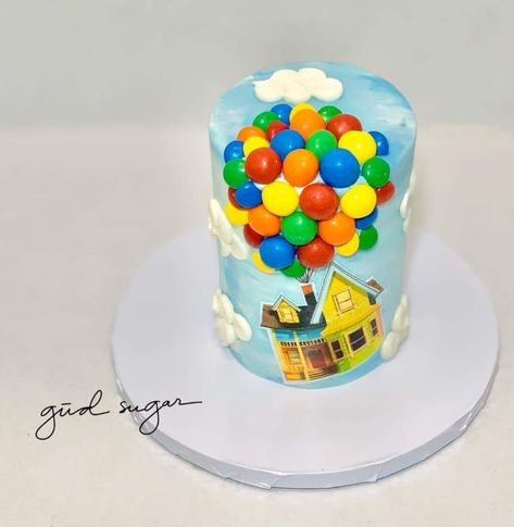 Up Cake Disney, Up Movie Cake, Up Birthday Party Theme Disney, Up Birthday Cake, Baby Birthday Party Theme, Up Pixar, Lollipop Cake, Up Disney, Movie Cakes