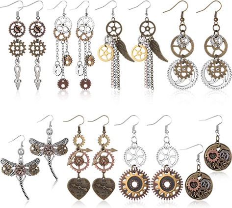 Steampunk Earrings Diy, Steampunk Jewelry Diy, Gear Earrings, Clock Gears, Gear Clock, Steampunk Earrings, Steam Punk Jewelry, Punk Earrings, Steampunk Accessories