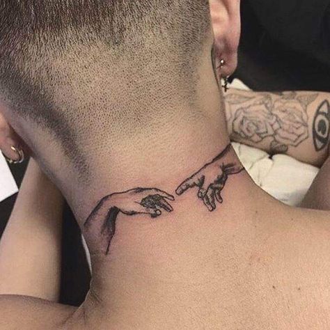 Back Of Neck Tattoo Men, Small Neck Tattoos, Tatuagem Masculina Pequena, Side Neck Tattoo, Back Of Neck Tattoo, Flame Tattoos, Neck Tattoo For Guys, Tatuaje A Color, Collar Bone Tattoo