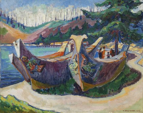 Emily Carr Paintings, Tom Thomson, Vancouver Art Gallery, Emily Carr, Canadian Painters, Group Of Seven, Canoes, Canadian Art, Impressionist Paintings