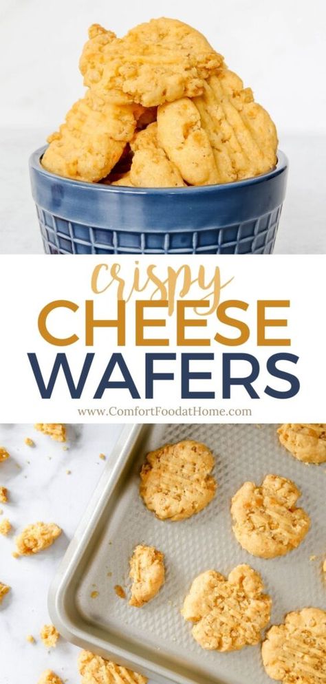 These cheese wafers are southern comfort food that is perfect for serving at any occasion! Not only are they easy to throw together, but they taste amazing and are always a crowd-pleaser at any gathering. Making crispy cheese wafers with Rice Krispies works as the perfect cheesy appetizer or finger food for any occasion or gathering. Your friends and family will probably be after you for the recipe after tasting one! Paula Deen Cheese Straws, Cheese Wafers Recipe, Cheese Fingers, Wafers Recipe, Cheese Wafers, Savory Cookies, Savoury Treats, Cracker Recipe, Cheesy Appetizer