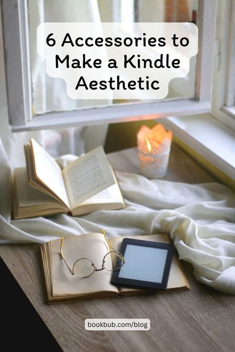 The best bookish accessories for Kindle lovers. Cozy Kindle Aesthetic, Kindle Accessories Aesthetic, Kindle Fire Aesthetic, Kindle Customization, Kindle Setup, Decorate Kindle, Kindle Case Aesthetic, Reading Kindle Aesthetic, Kindle Decoration