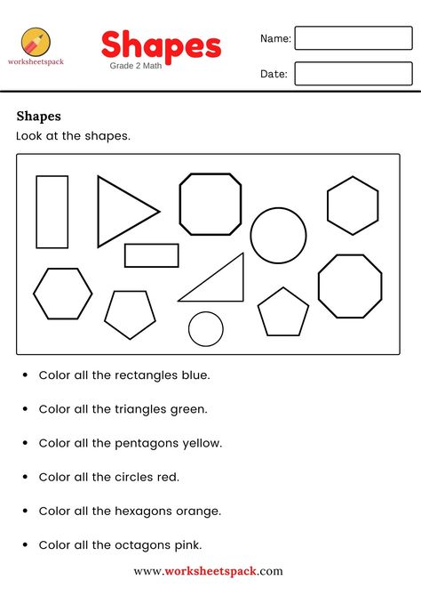 Second Grade Shapes Worksheet (Free Printable) | Printable Planner by  Matthew Drummer Shapes Second Grade, Second Grade Printables Free, 2d Shapes Worksheets For Grade 1, Shapes Worksheet For Grade 2, Second Grade Worksheets Free Printables, 2nd Grade Reading Comprehension Worksheets Free Printable, Free First Grade Worksheets, 2nd Grade Worksheets Free Printables, Second Grade Math Worksheets