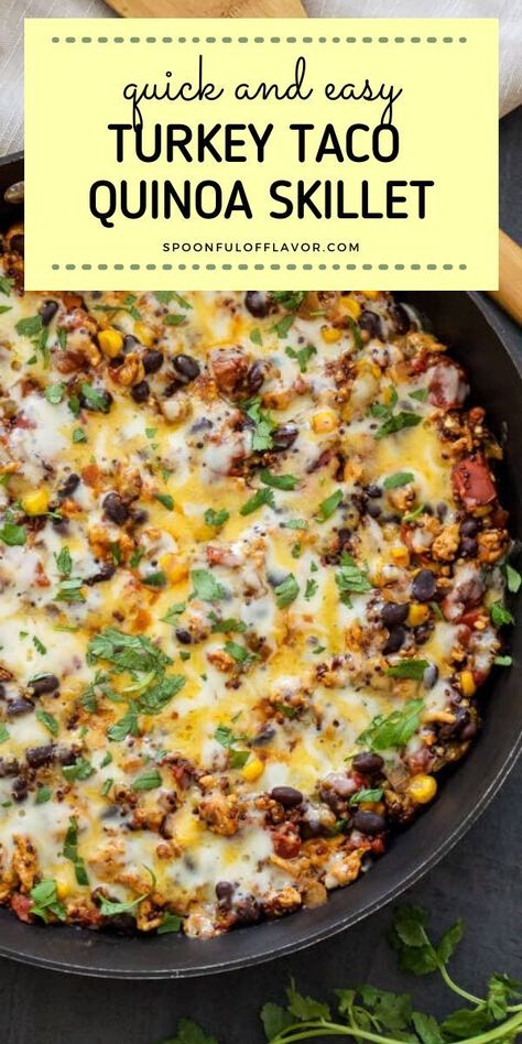 Taco Quinoa, Quinoa Skillet, Turkey Quinoa, Healthy Turkey Recipes, Ground Turkey Recipes Healthy, Ground Turkey Tacos, Healthy Ground Turkey, Turkey Taco, Healthy Turkey