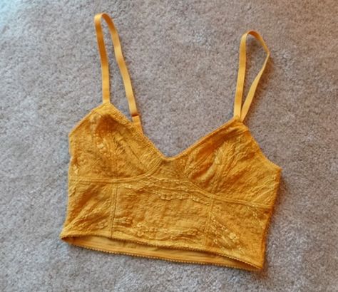 Free People Mustard Yellow Bra Top  Tildon White HiLo Cropped Top  Pbfingers High low Bralette Yellow White Mustard Top Outfit, Yellow Top Outfit, Peanut Butter Fingers, Butter Fingers, Yellow Bra, Dance Gear, Jade Dress, Yellow Clothes, Free People Clothing