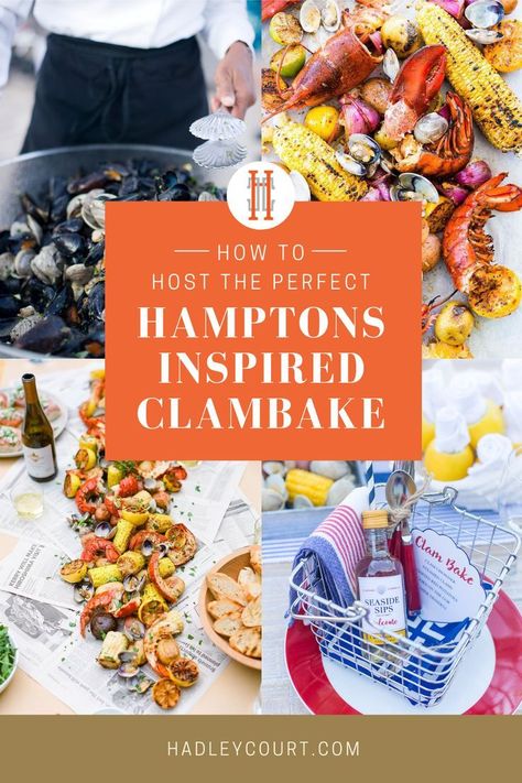 Hampton Party, Clambake Party, How To Cook Clams, Lobster Bake Party, Clam Bake Party, Crab Bake, Manners Quotes, Hamptons Party, Boil Seafood