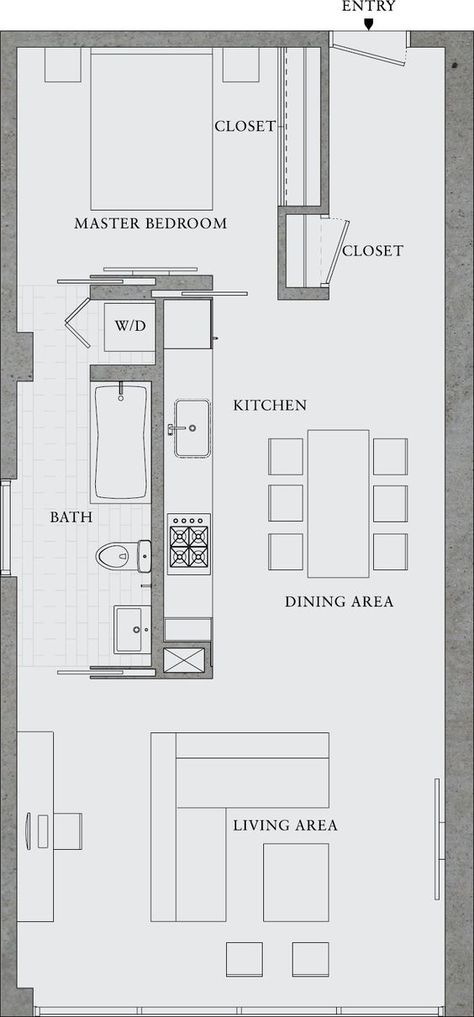 Trendy Apartment, Apartment Floor Plans, Tiny House Floor Plans, Floor Plan Layout, Apartment Layout, Layout Architecture, Apartment Plans, Bedroom Layouts, Small House Plans