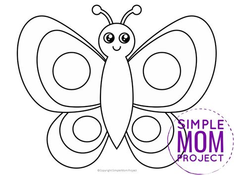 Bug Template, Simple Mom Project, Bumble Bee Craft, Ant Crafts, Insect Coloring Pages, Printable Butterfly, Easy Butterfly, Tracing Activity, Butterfly Outline