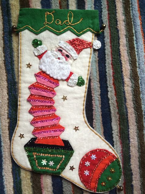 Vintage Christmas Stocking Bucilla felt sequins BLING jeweled Vintage Felt Stocking, Stocking Decorating Ideas Contest, Vintage Stockings Christmas, Felt Christmas Stockings Diy, Vintage Christmas Stockings Ideas, Felt Christmas Stockings Ideas, Felt Stockings Christmas Diy, Applique Christmas Stocking, Christmas Stocking Ideas