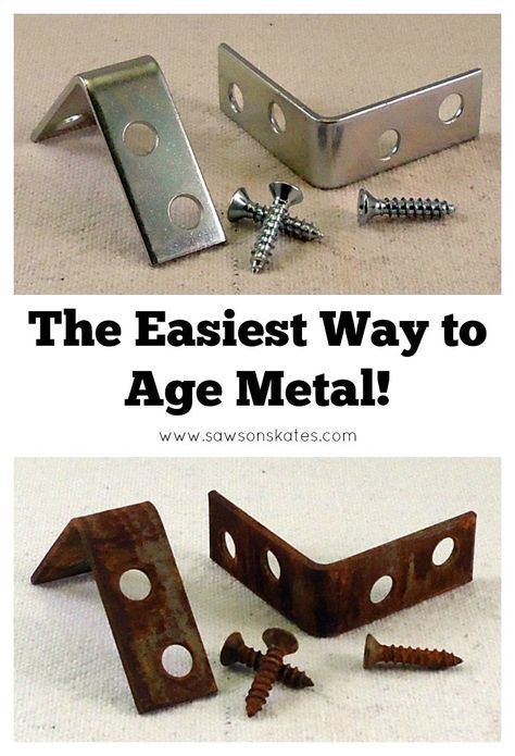 Have you ever wondered how to age metal? We can get that look at home and it doesn’t require much time at all. The best part is you probably already have all the supplies on hand to do it. Hands down, this is the easiest way to age metal EVER! Aging Metal, Rusted Metal, Diy Holz, Rusty Metal, Metal Projects, Pallet Ideas, Woodworking Projects Diy, Welding Projects, Metal Crafts