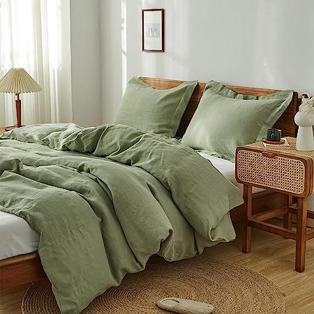 Sage Green Duvet Cover, Sage Green Duvet, Full Bedding, Bedroom Neutral, Washed Linen Duvet Cover, Linen Comforter, Soft Quilt, Linen Bedding Natural, Green Duvet