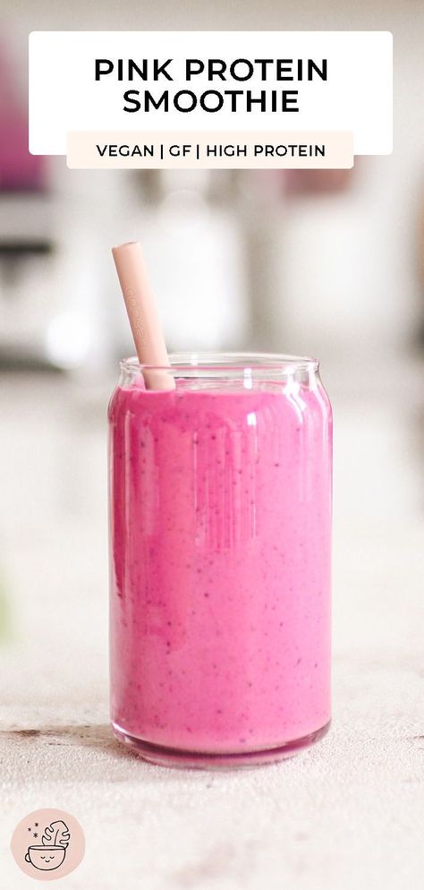 Healthy Pink Smoothie, Natural High Protein Smoothies, Healthy Smoothie King Smoothies, Pink Protein Shake, Plant Based Protein Smoothies, Dragon Fruit Protein Smoothie, Healthy Vegan Smoothies, Fruity Protein Smoothies, Fruity Protein Shakes