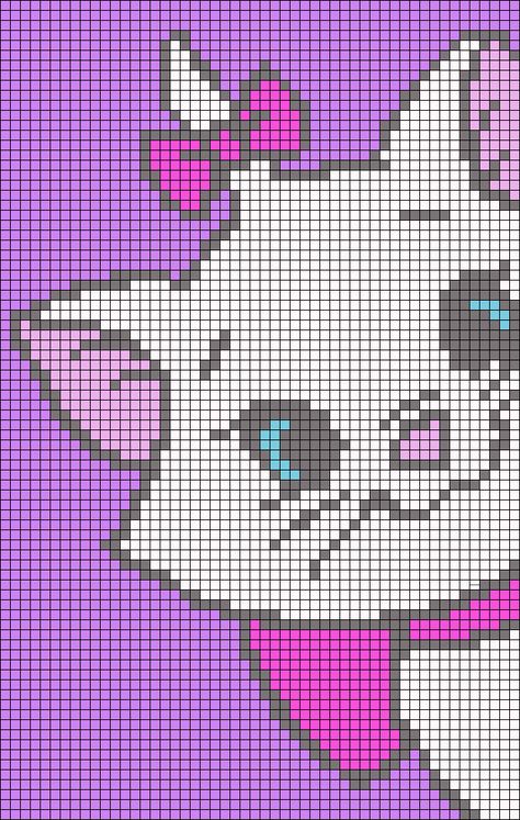 🐱 #marie #aristocats #bow #kitty Aristocats Cross Stitch Patterns, Crochet Aristocats, Pixel Art Pattern Disney, Alpha Pixel Art, Disney Pixel Art, Disney Tapestry, Aristocats Movie, Marie From Aristocats, Frozen Cross Stitch