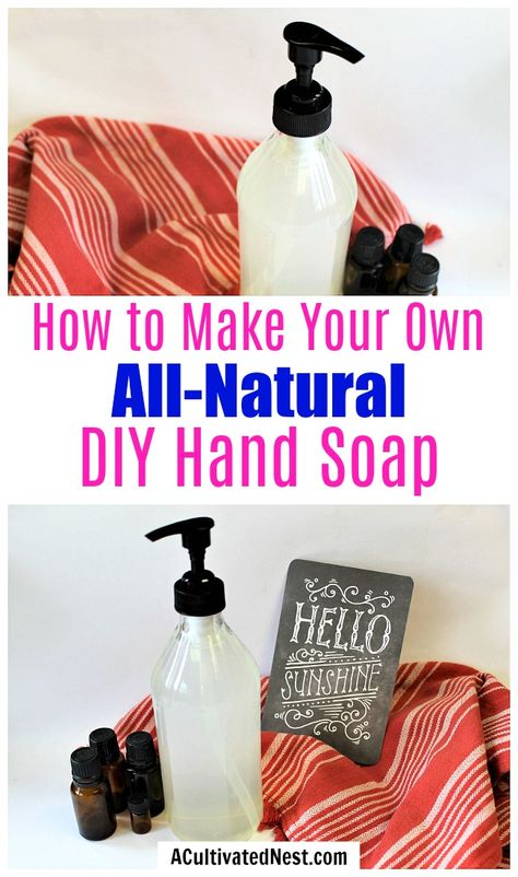 DIY Sunshine Clean All-Natural Hand Soap- You don't have to spend a lot on pricey commercial soaps to have natural hand soap for your family. Instead, just make my sunshine clean all-natural hand soap! It smells wonderful! | how to make liquid soap, soap with essential oils, #DIY #soap #homemade #ACultivatedNest Castle Soap, Make Liquid Soap, Foaming Hand Soap Recipe, Antibacterial Hand Soap, Soap Cupcakes, Diy Lotions, Hand Soap Recipe, Homemade Hand Soap, Diy Hand Soap