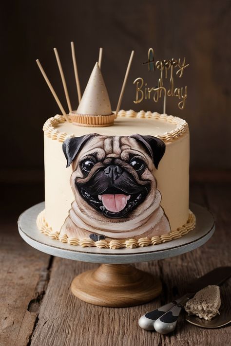 Pug-tastic Birthday Cakes to Delight Every Dog Lover Pug Birthday Cake, Dog Lover Cake, Dogs Cake, Minimalist Cakes, Pug Cake, Pug Birthday, Dog Birthday Cake, Dog Cakes, Birthday Cake Ideas