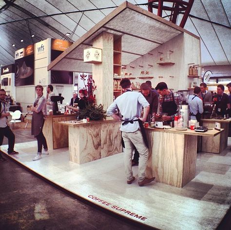 Coffee Supreme pop-up at Melbourne International Coffee Expo.  Excellent design for a coffee booth. Coffee Expo Booth, Coffee Supreme, Coffee Booth, Expo Design, Coffee Festival, Expo Stand, Pop Up Cafe, Make Your Own Coffee, Festival Booth