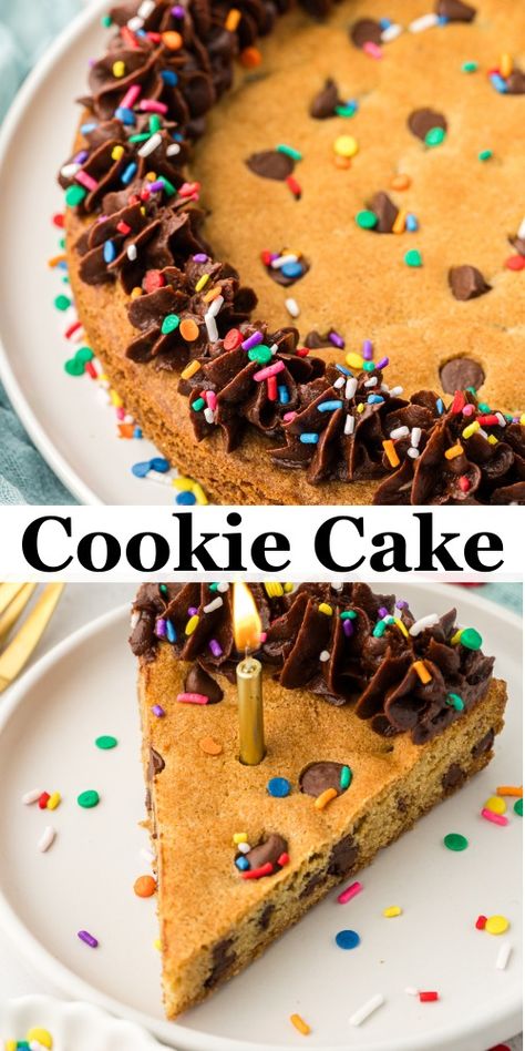 Best Cookie Cake, Homemade Cookie Cake, Cookie Cake Icing, Homemade Cookie Cakes, Popular Desserts Recipes, Homemade Cookie, Chocolate Cake Cookies, Chocolate Chip Cookie Cake, Skillet Cookie