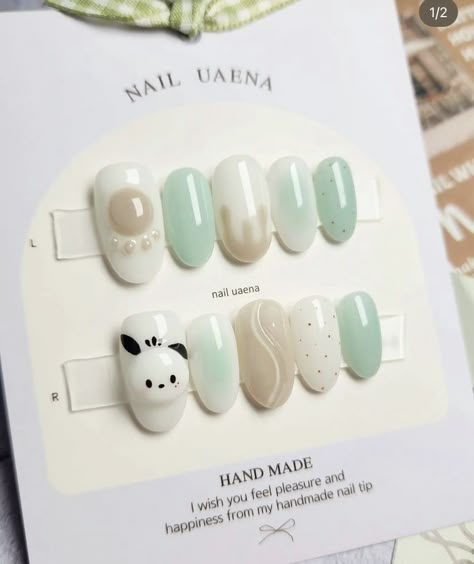 Pochacco And Pompompurin, Pompompurin Nails, Pochacco Nails, Snoopy Nails, Vday Nails, Kitty Nails, Korean Nails, Blush Nails, Hello Kitty Nails