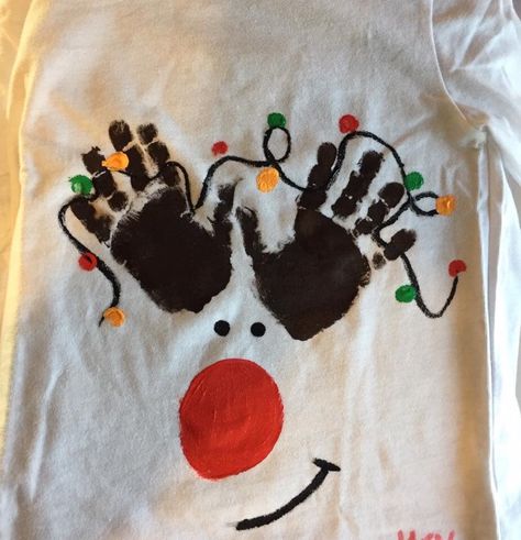 Handprint Tshirt Ideas, Ugly Sweater For Kids, Speech Exercises, Homemade Ugly Christmas Sweater, Christmas Sweatshirt Ideas, Toddlers Crafts, Boy Crafts, Kids Ugly Sweater, Diy Christmas Shirts