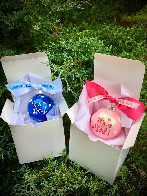 We are longer taking orders to be delivered before Christmas.  If ordered now you will not receive until after Christmas break. If you won't know the gender of your baby until close to Christmas time get yourself this gender reveal gift box now and have it ready for Christmas! This is a great way to announce the gender of your new little one during the holiday season! The gift box comes with two 70mm glass ornaments one for a boy and one for a girl! Contact me via etsy conversations with any questions! Gender Reveal Christmas Ornament, Christmas Present Gender Reveal, Xmas Gender Reveal Ideas, Private Gender Reveal Ideas For Couple, Christmas Tree Gender Reveal, Winter Gender Reveal Ideas, Christmas Gender Reveal Ideas, Gender Reveal Ornament, Sibling Gender Reveal