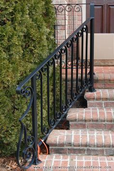 Greensboro NC custom wrought iron railings Raleigh Wrought Iron Co. Wrought Iron Railing Exterior, Wrought Iron Porch Railings, Porch Rails, Iron Railings Outdoor, Exterior Stair Railing, Porch Handrails, Stair Dimensions, Stairs Outdoor, Exterior Handrail