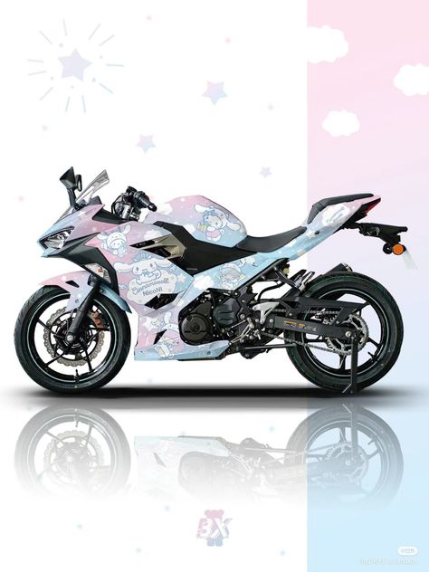 Pastel Motorcycle, Sanrio Motorcycle, Kawaii Motorcycle, Purple Motorcycle, Pink Motorcycle, Good Morning Smiley, Ninja 400, Motocross Love, Dream Bike