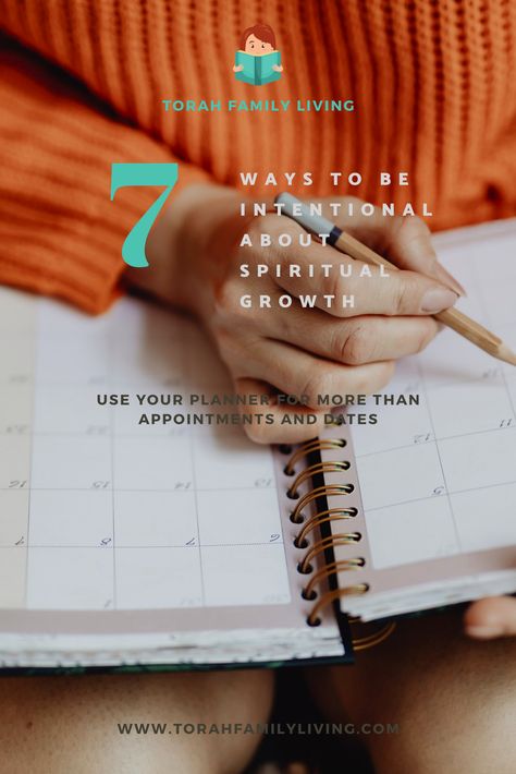 If we want to grow spiritually, we have to be intentional about it. Here are some ideas to use your planner for spiritual growth! | Torah Family Living Spiritual Goals List, Grow Spiritually, Spiritual Planner, Spiritual Notebook, Journaling For Spiritual Growth, Prayers For Sister, Mind Thoughts, Seek Peace, List Of Characters