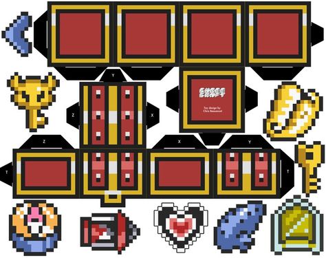 Zelda Treasure Chest Papercraft Nintendo Crafts, Zelda Pattern, Zelda Diy, Video Game Crafts, Nerd Party, Zelda Party, Geek Christmas, Zelda Birthday, Nerd Crafts